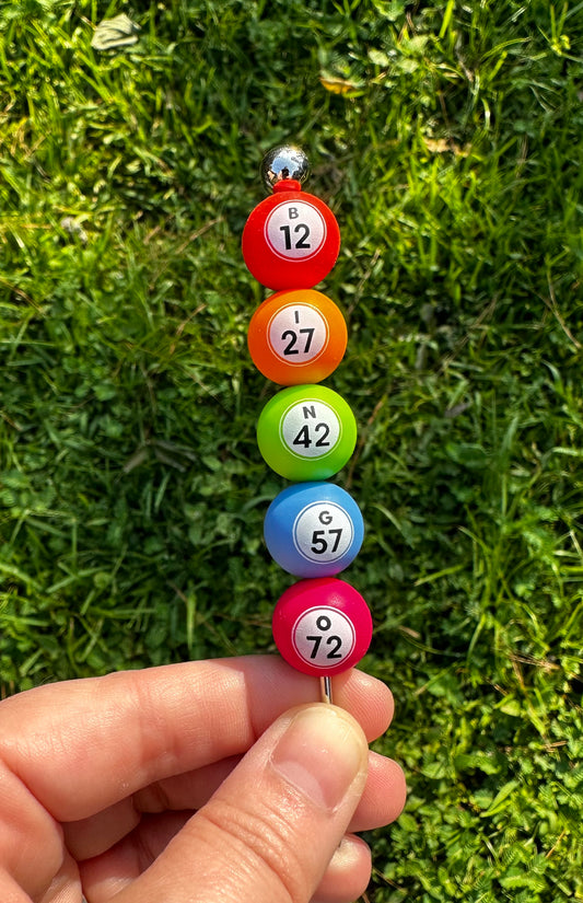 15mm Print Bingo Ball EXCLUSIVE Round Silicone Beads