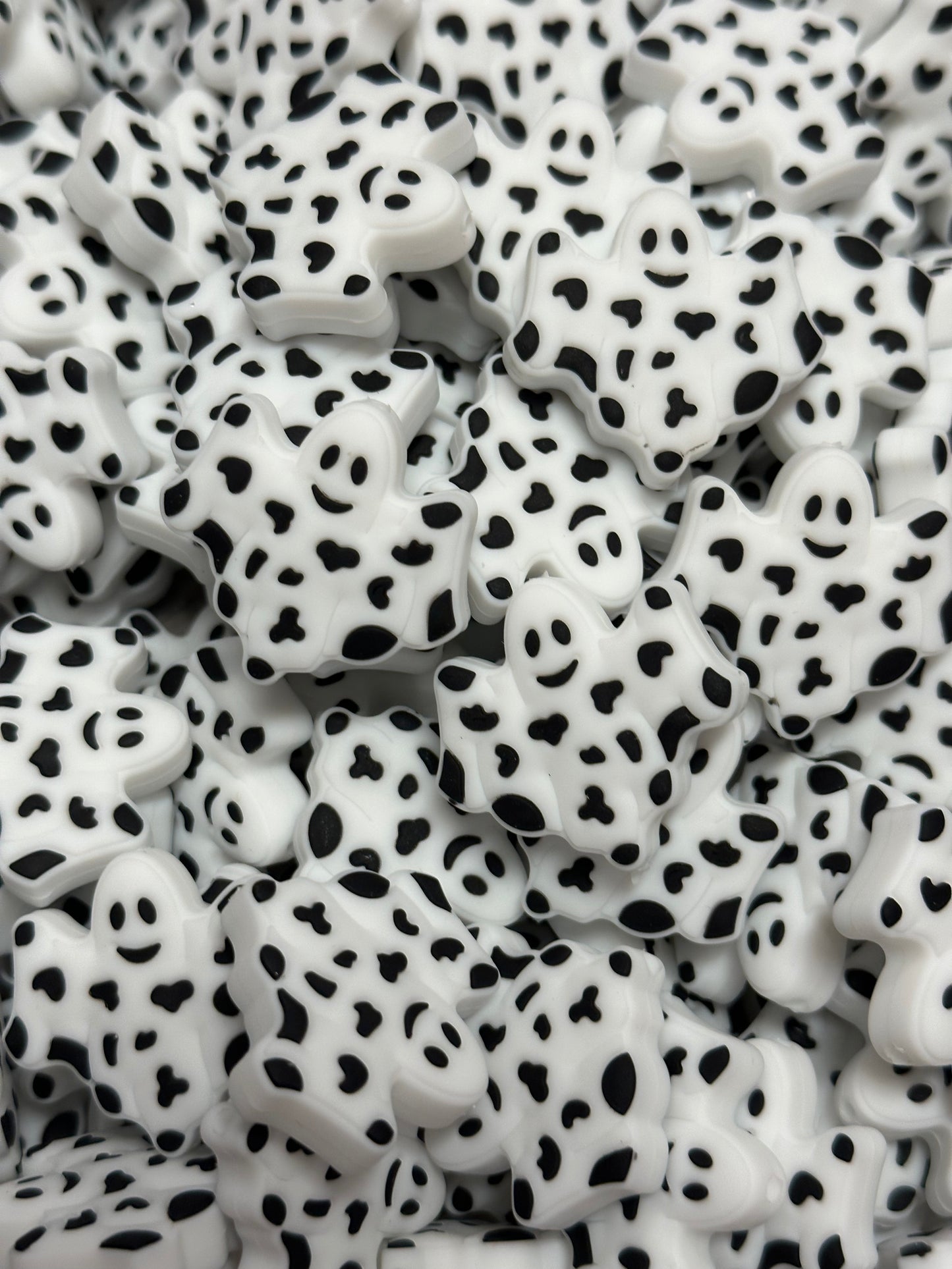 Discontinued- Mr. Spooky Moo Ghost EXCLUSIVE Silicone Bead, Cow Ghost Halloween Silicone Bead