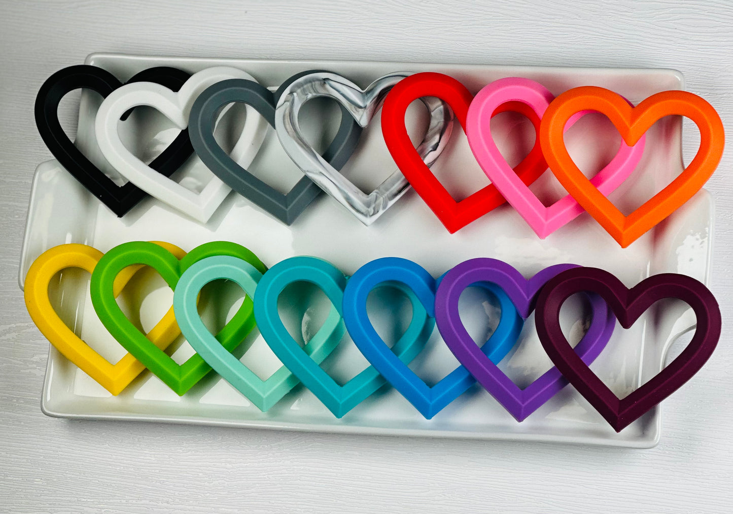 65mm Silicone *HEART* With Holes for Beading, Heart Teether