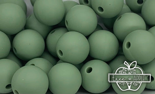 12mm Round Sage Green Silicone Beads
