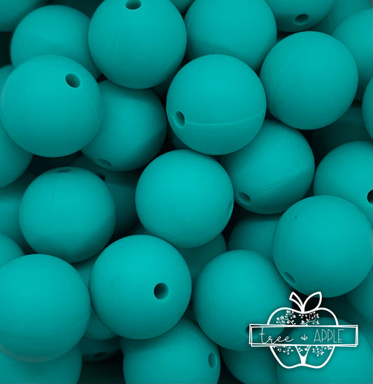 15mm Solid Turquoise Round Silicone Beads