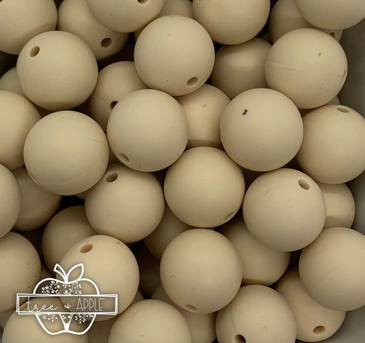15mm Solid Cream Round Silicone Beads