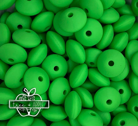 12mm Lentil Green Silicone Beads