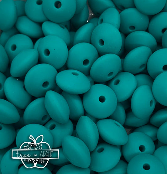 12mm Lentil Lagoon Silicone Beads