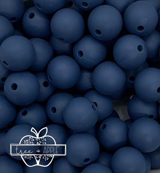 15mm Solid Navy Round Silicone Beads, Beads Wholesale