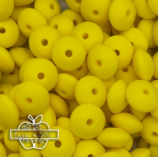 12mm  Lentil Sunshine Yellow Silicone Beads