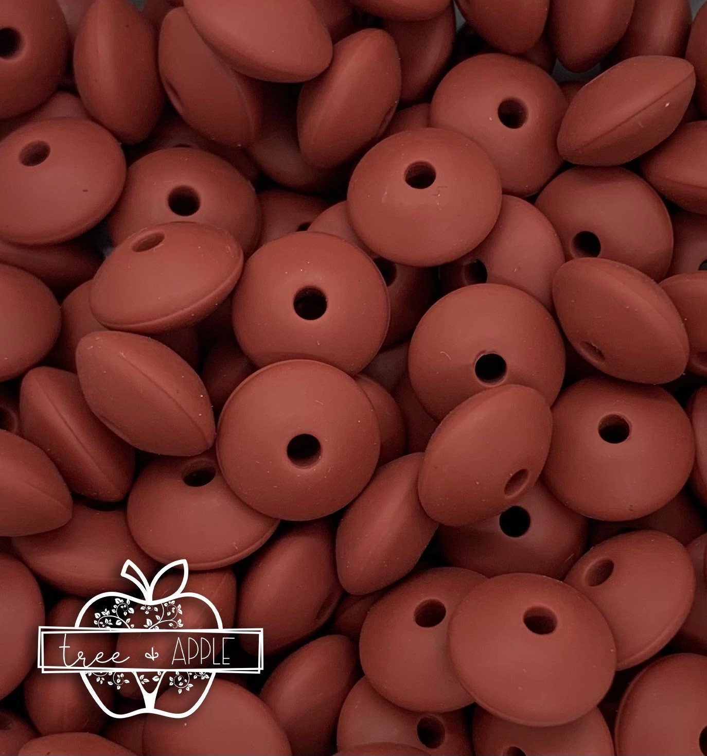 Brick 12mm Lentil Silicone Beads