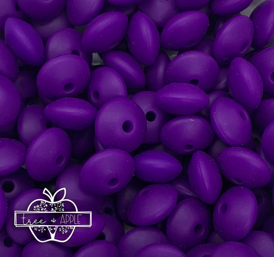 12mm Lentil Grape Purple Silicone Beads