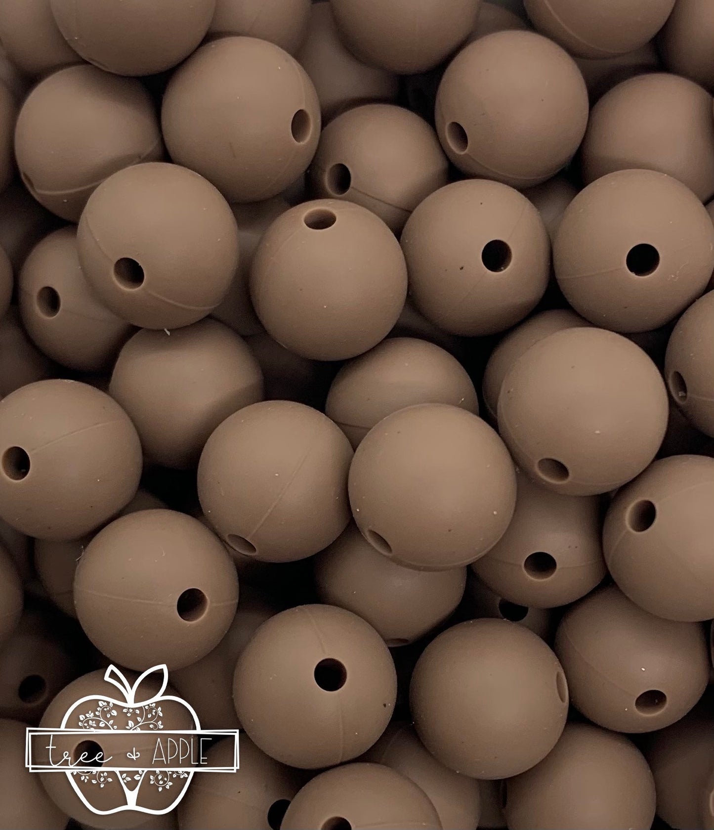 15mm Solid Brown Round Silicone Bead