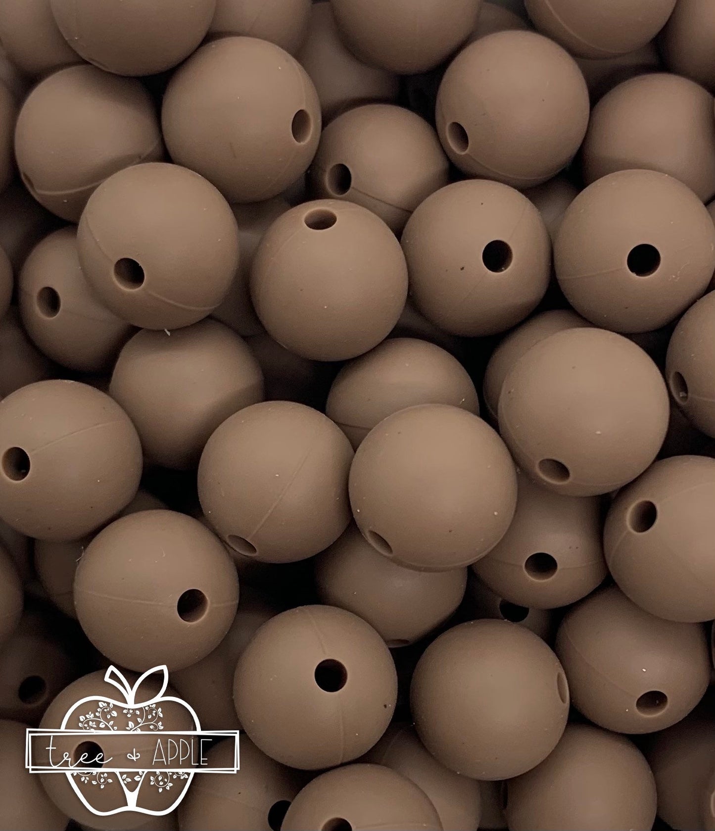15mm Solid Brown Round Silicone Bead