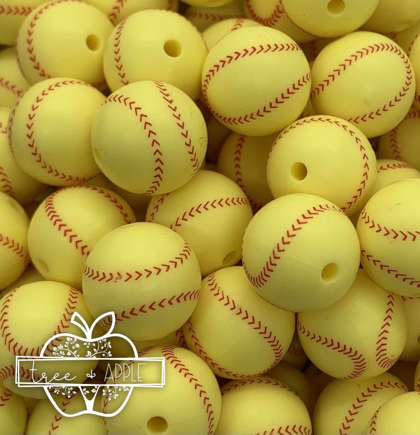 Custom 15mm Softball Silicone Beads, Silicone Beads, Baseball Print Round  Silicone Beads, Sports Silicone Beads