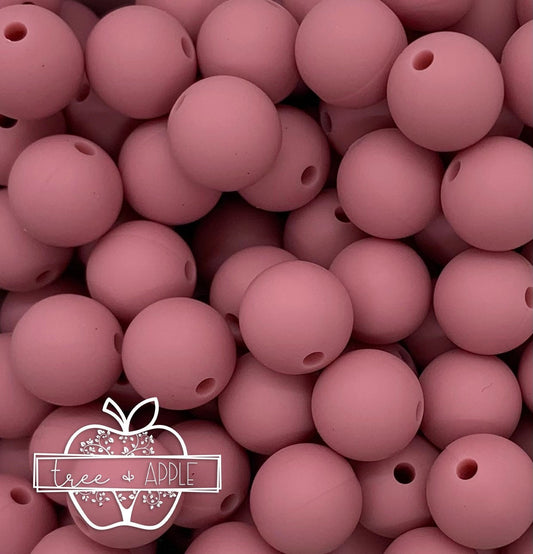 15mm Solid Blush Round Silicone Beads