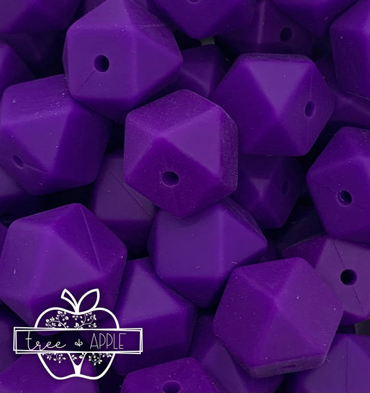 14mm Hexagon Grape Silicone Beads