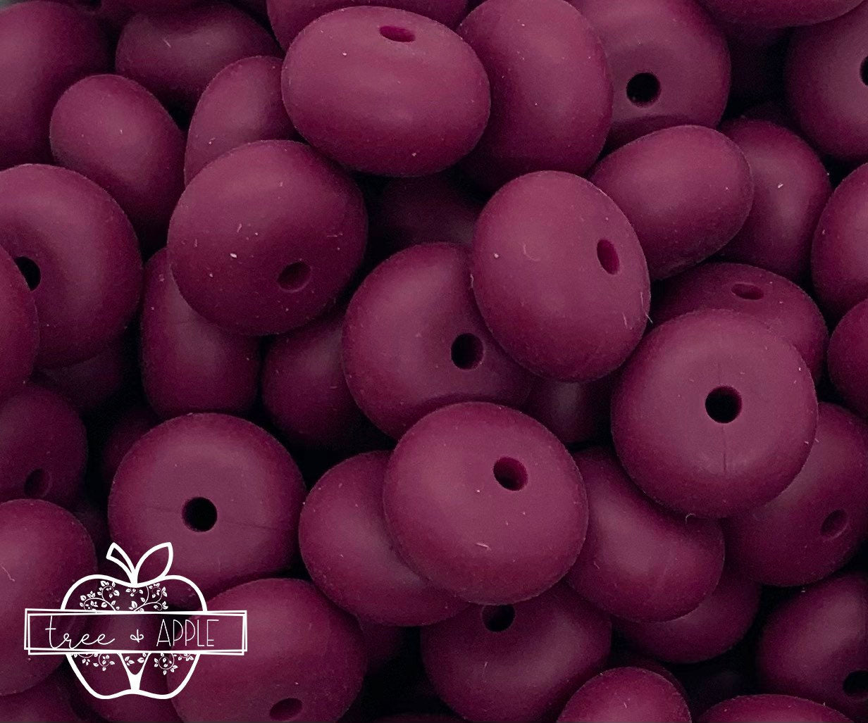 14mm ABACUS Solid Wine Silicone Beads
