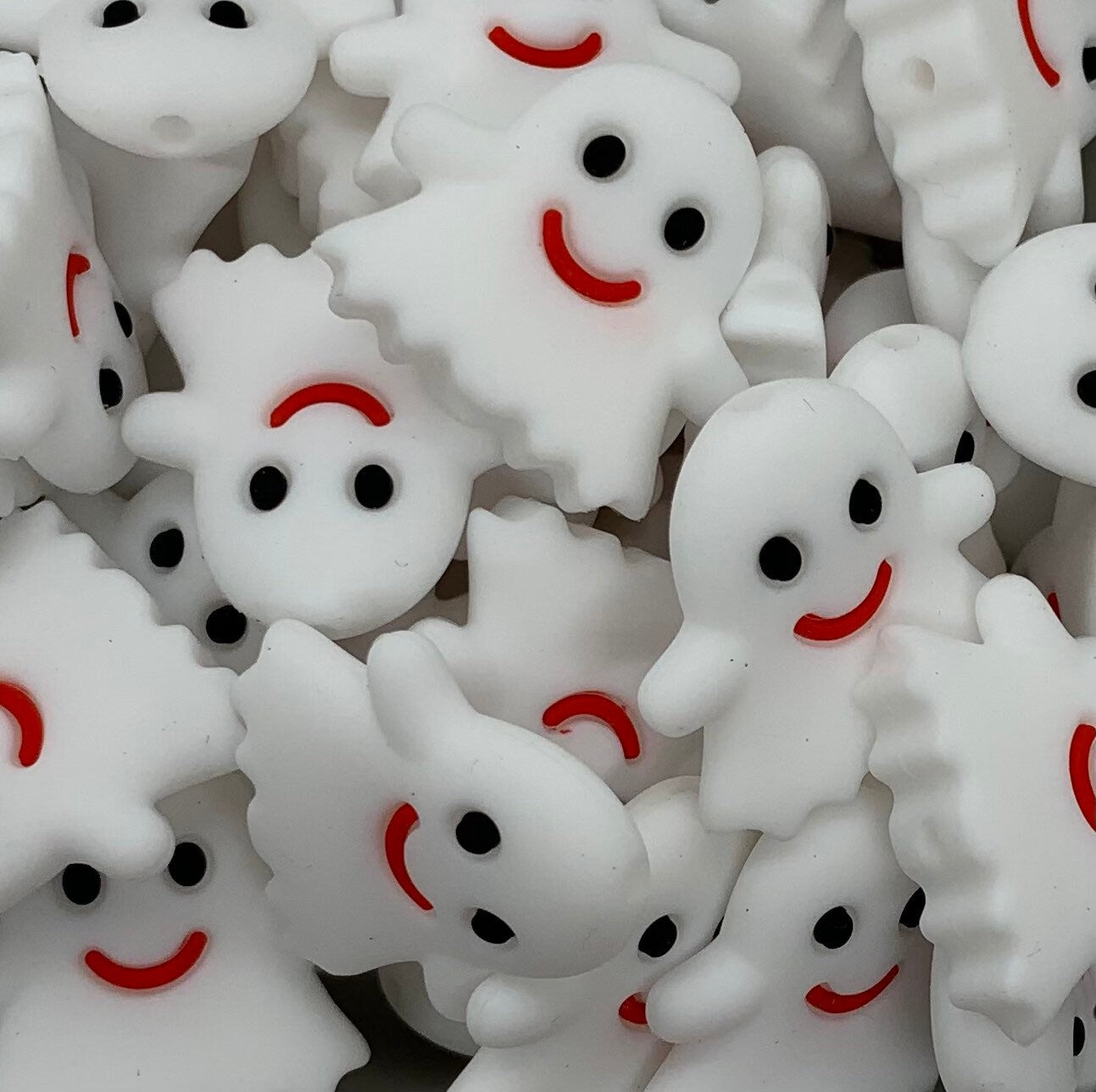 Discontinued - Happy Ghost Silicone Bead, Halloween Ghost Silicone Bead, Ghost Shape Silicone Bead