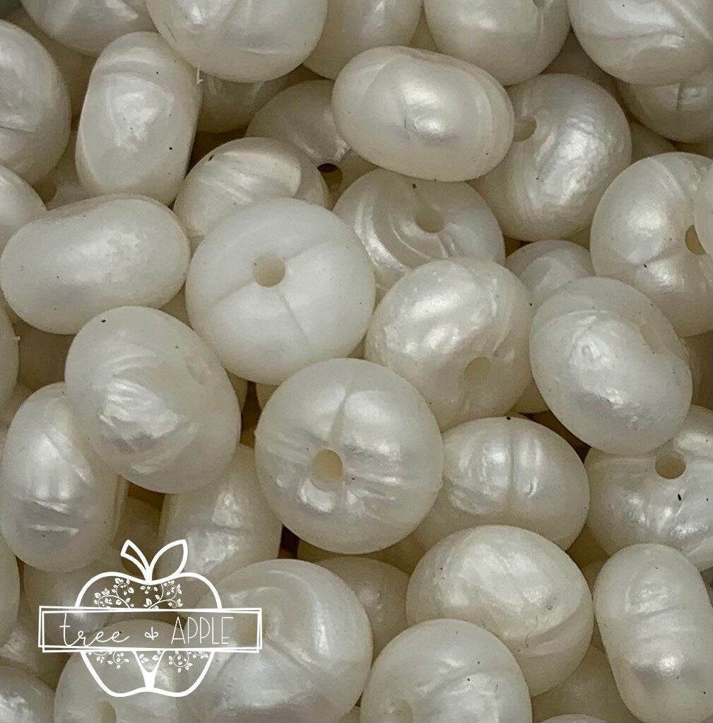 14mm ABACUS Solid Pearl White Silicone Beads