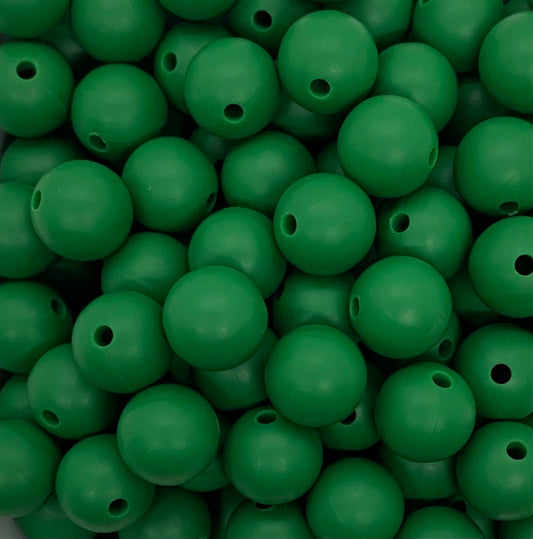15mm Solid Forest Green Silicone Beads, Beads Wholesale