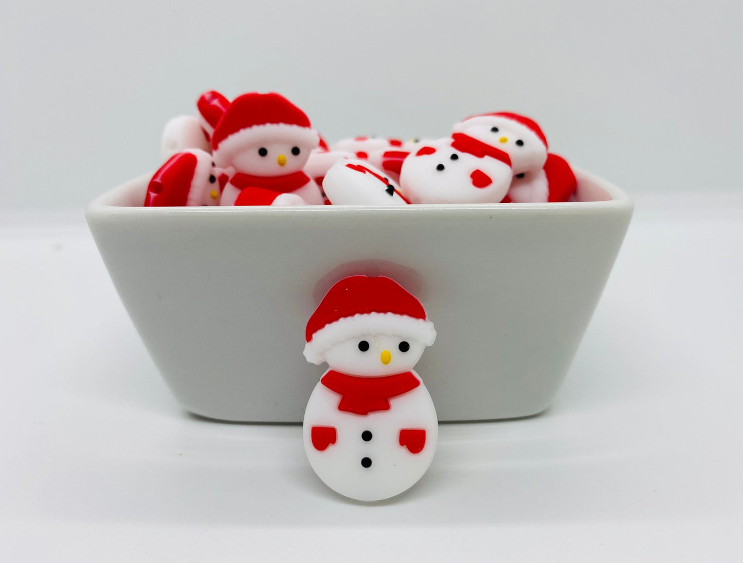 Discontinued- Cute Snowman Silicone Focal Bead, Christmas Silicone Bead, Snowman Shape Silicone Bead, Winter Silicone Bead