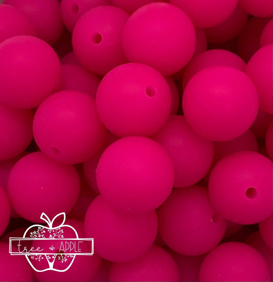 15mm Solid Hot Pink Silicone Beads, Beads Wholesale