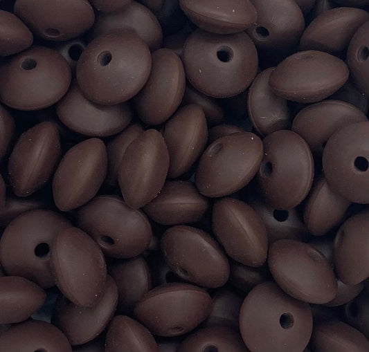 12mm Lentil Chocolate Silicone Beads