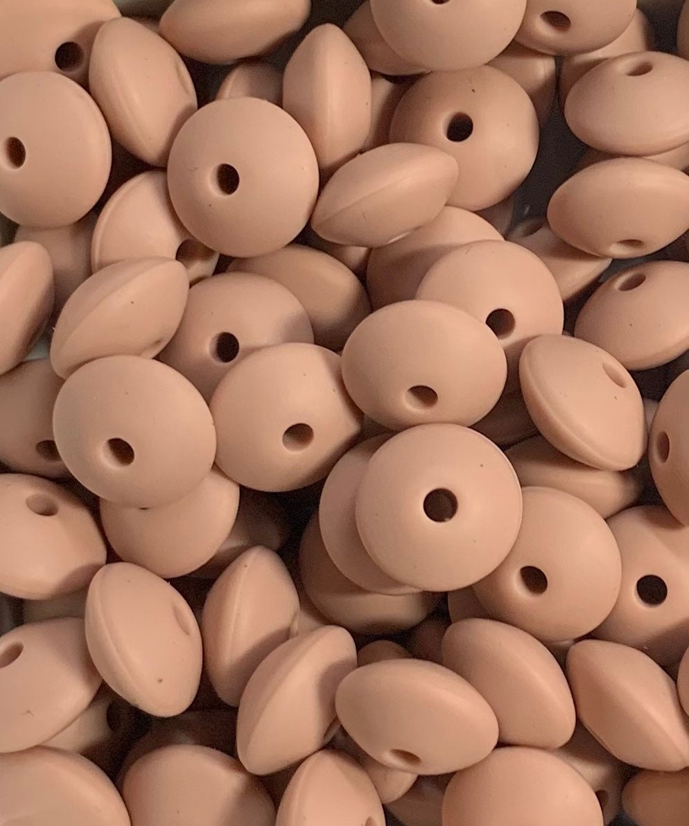 12mm Lentil Solid Sandstone Silicone Beads
