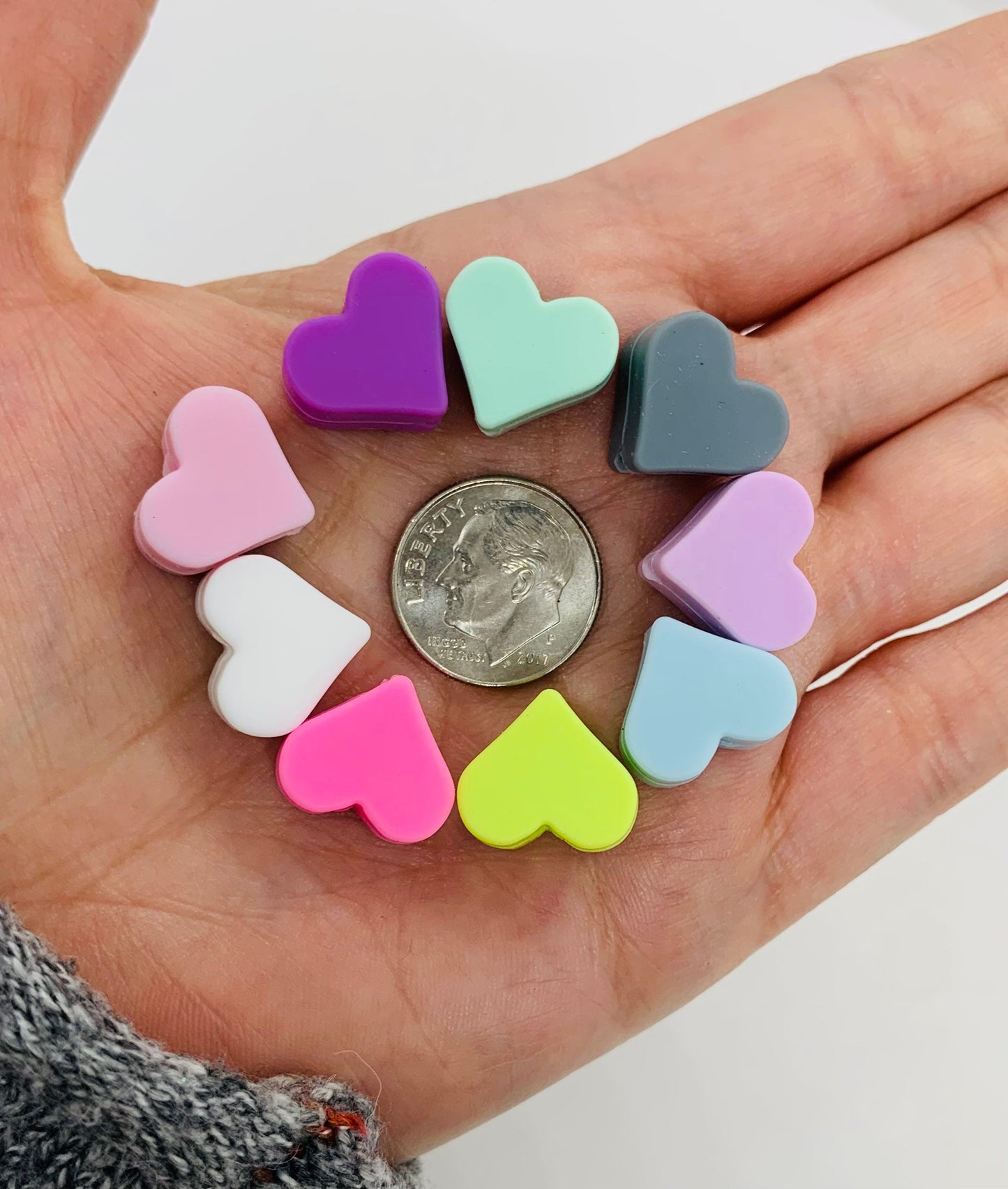 Mini Heart Silicone Focal Bead, Valentine’s Silicone Bead, Heart Shape Silicone Bead