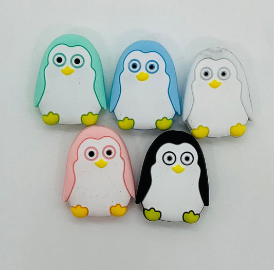 Penguin Silicone Focal Bead, Animal Silicone Bead, Penguin Shape Silicone Bead, Winter Silicone Bead