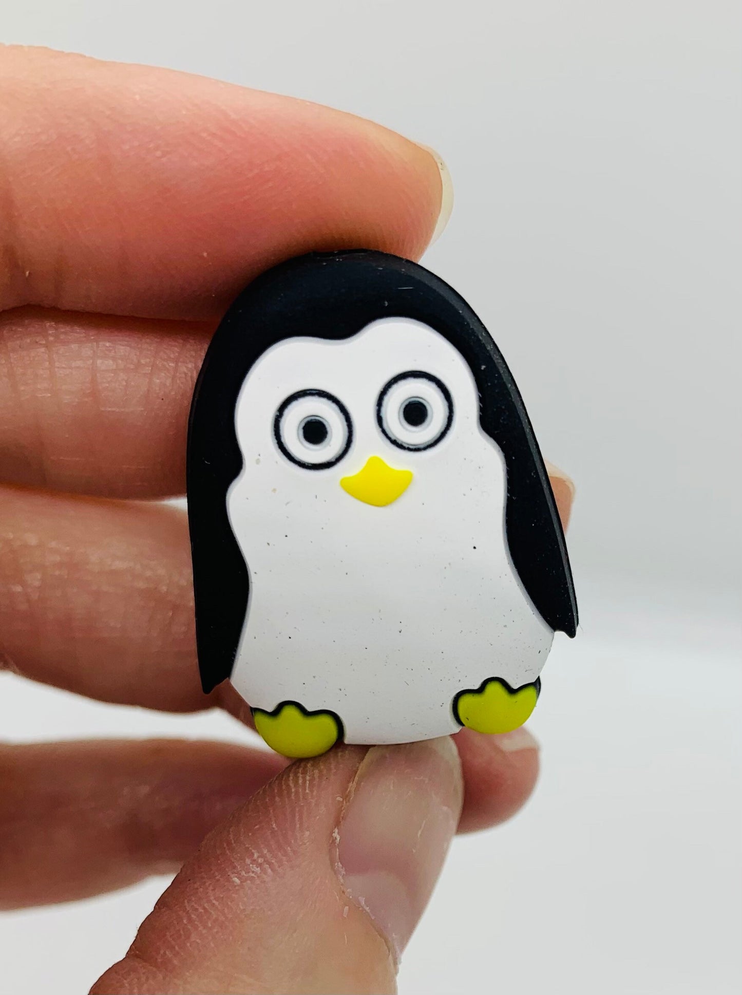 Discontinued- Penguin Silicone Focal Bead, Animal Silicone Bead, Penguin Shape Silicone Bead, Winter Silicone Bead