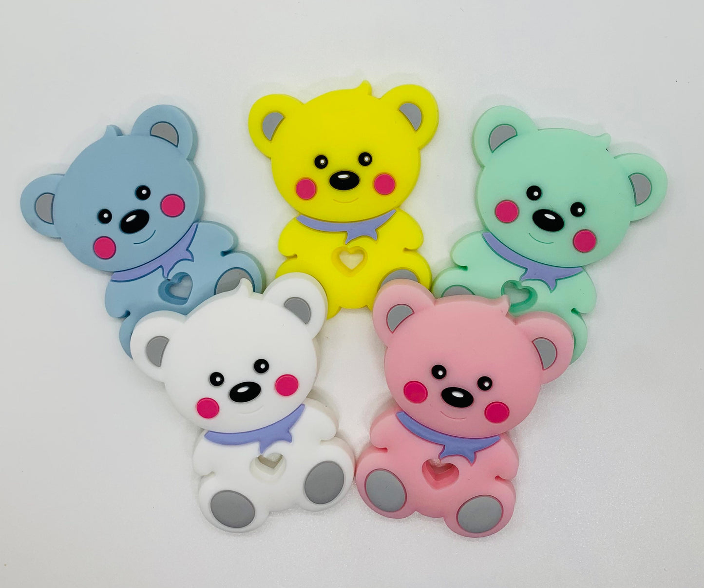 Z- Teether Teddy Bear Silicone Teether, Valentine’s Silicone Teether, Bear Teether Pendant, Teething