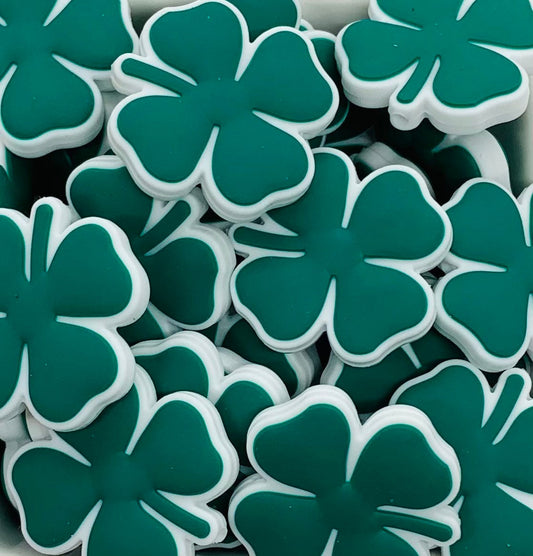 Shamrock Silicone Focal Bead, St. Patrick’s Day Silicone Bead, 4 Leaf Clover Shape Silicone Bead