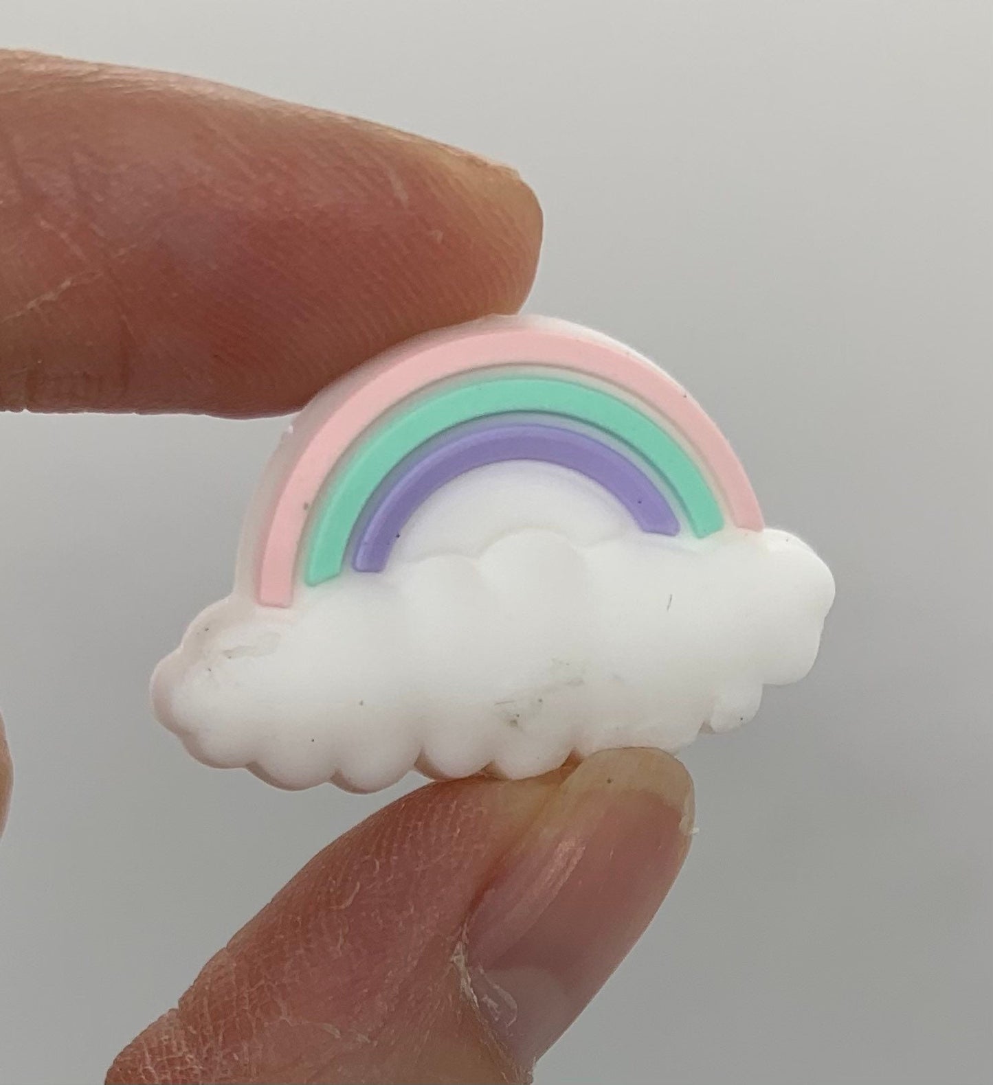 Discontinued- Rainbow with Clouds Silicone Focal Bead, Spring Silicone Bead, Cloud Shape Silicone Bead, Rainbow Silicone Bead