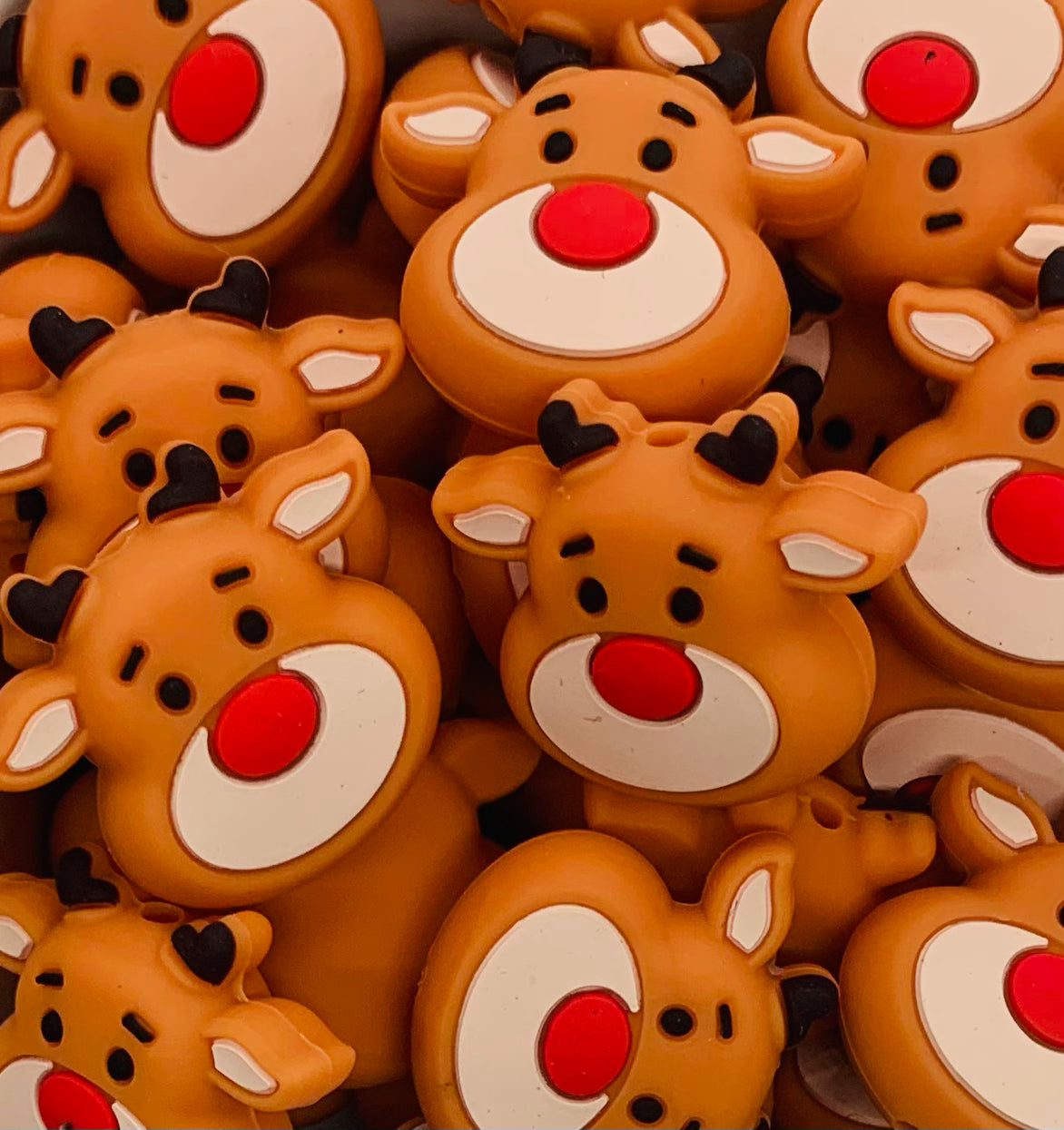C- Reindeer Silicone Focal Bead, Christmas Silicone Bead, Deer Shape Silicone Bead, Winter Silicone Bead