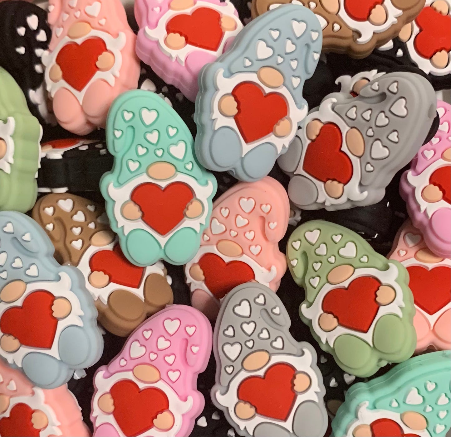 V- Love Gnome Silicone Focal Bead , Valentine Focal