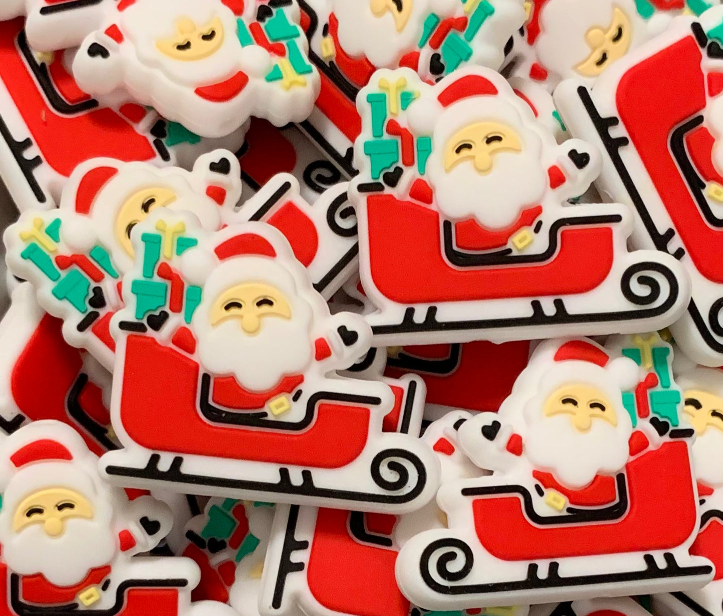 Discontinued- Santa Sleigh Silicone Focal Bead, Christmas Silicone Bead, Santa Shape Silicone Bead