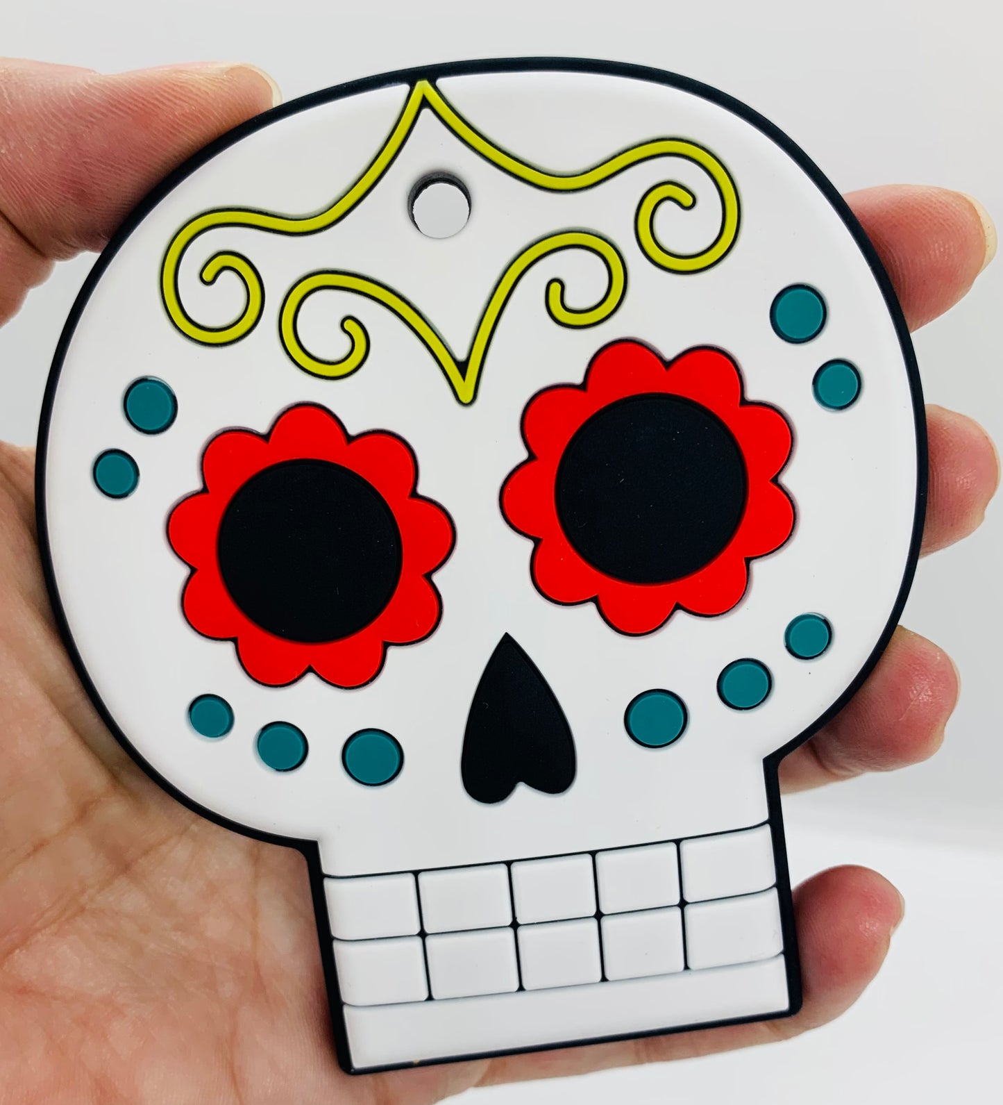 Teether Sugar Skull Teether, Halloween Silicone Teether, Teether Pendant, Teething, Pacifier Clip