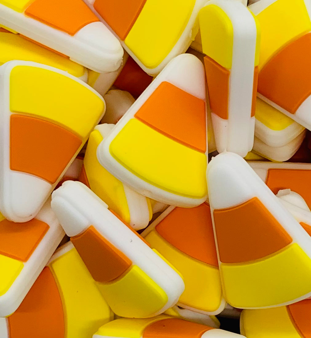 Candy Corn Silicone Focal Bead, Halloween Silicone Bead