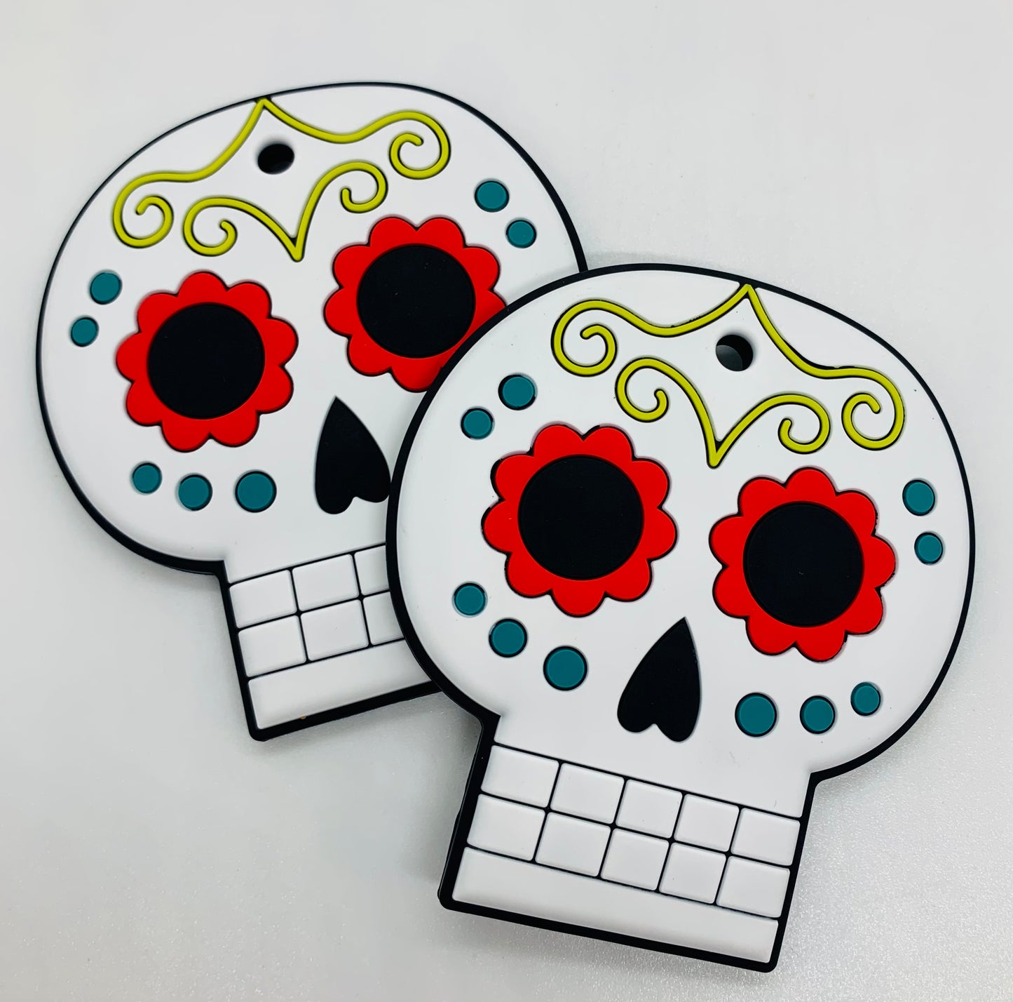 Teether Sugar Skull Teether, Halloween Silicone Teether, Teether Pendant, Teething, Pacifier Clip