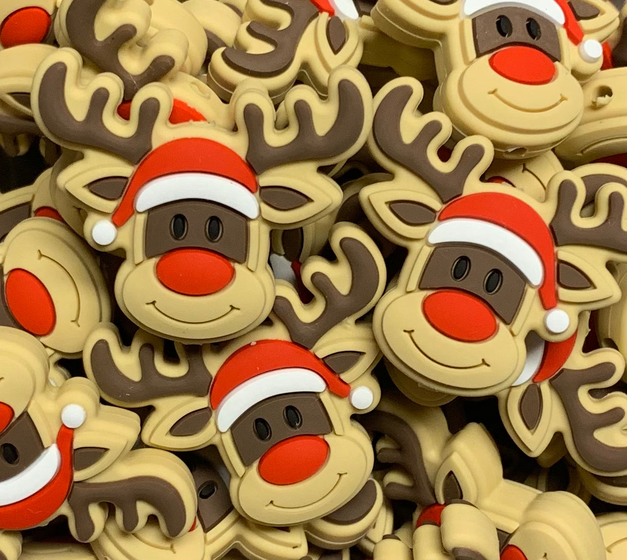 Discontinued- Rudolph Silicone Focal Bead, Reindeer Christmas Silicone Bead, Deer Shape Silicone Bead