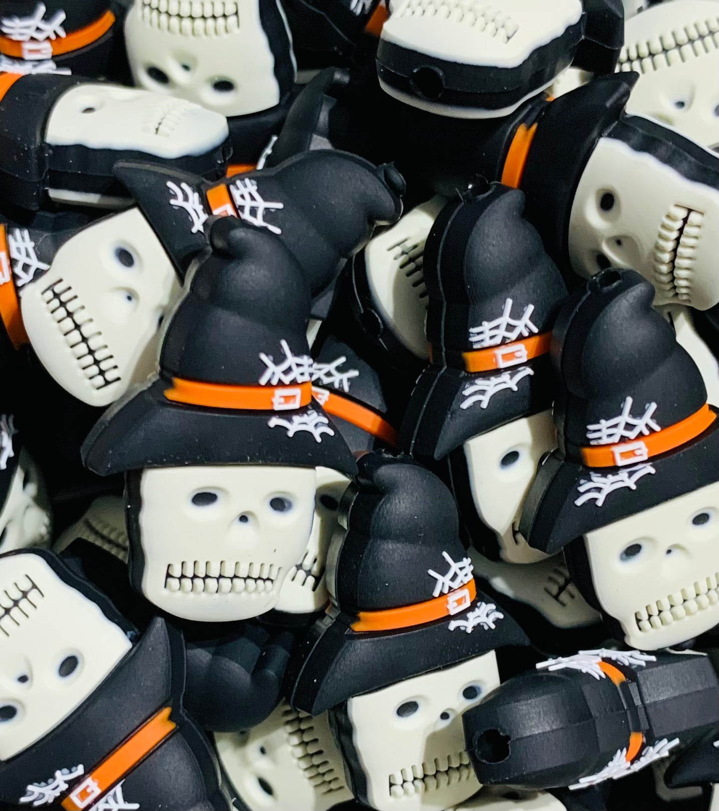 Discontinued- Halloween Skull Focal Silicone Bead, Halloween Silicone Bead, Skull Shape Silicone Bead