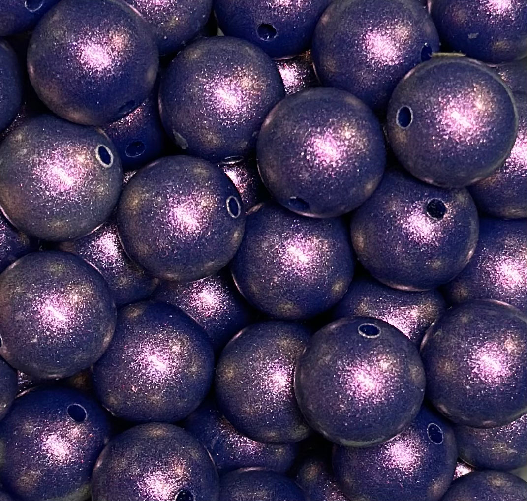 15mm Opal Black- Purplish Round Silicone Beads
