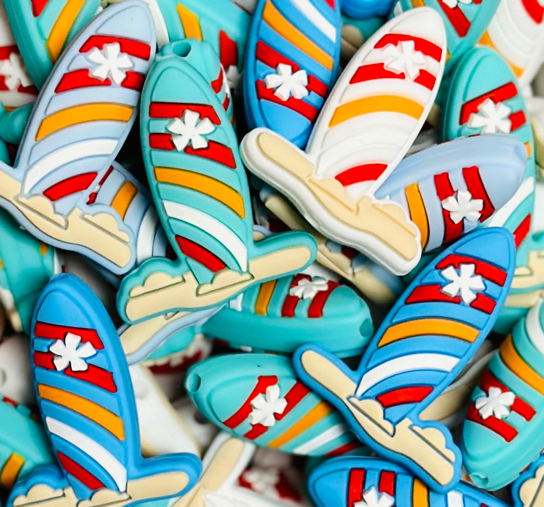 Discontinued- Surf Board Silicone Focal Bead, Summer Focal Bead