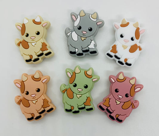 A- Goat Silicone Focal Bead,  Animal Shape Silicone Bead,