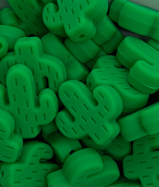 Green Cactus Shaped Silicone Bead
