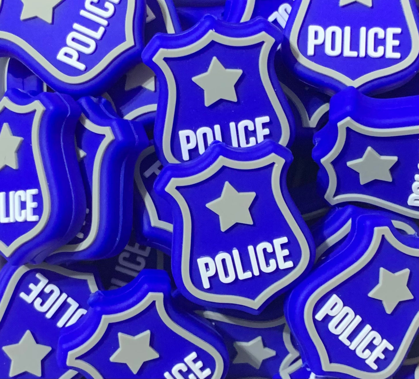 N- Police Badge Focal Bead, Badge Shape Silicone Bead