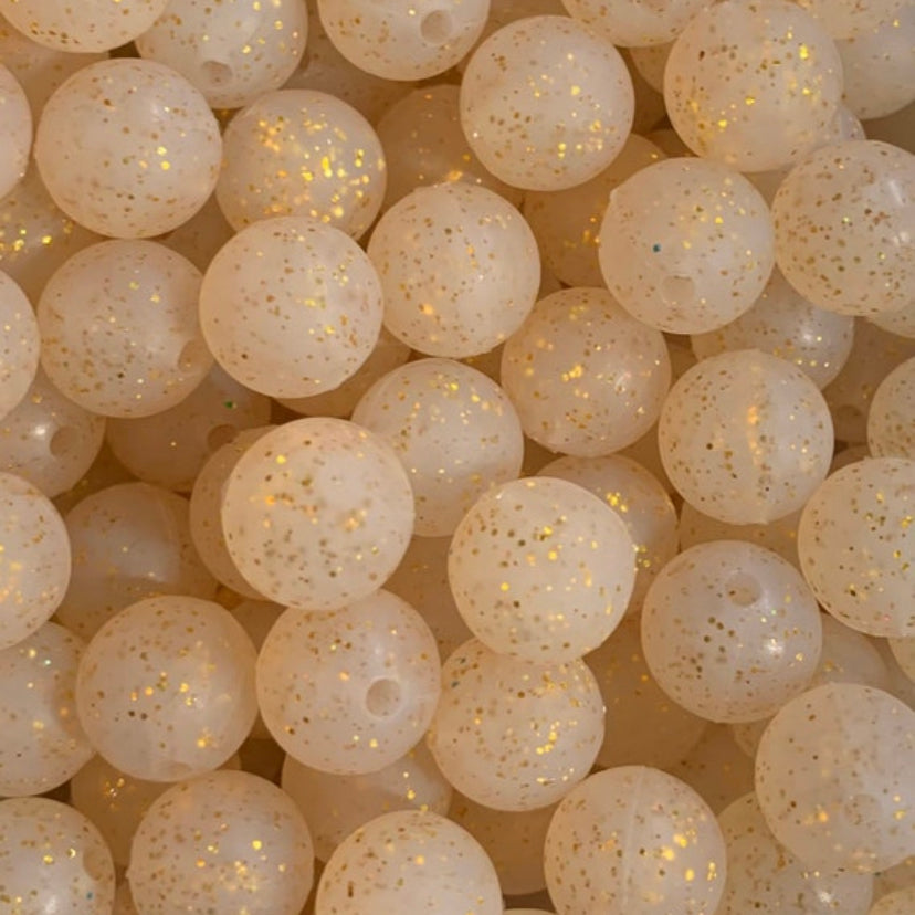 15mm GLITTER Gold Round Silicone Beads, Beads Wholesale