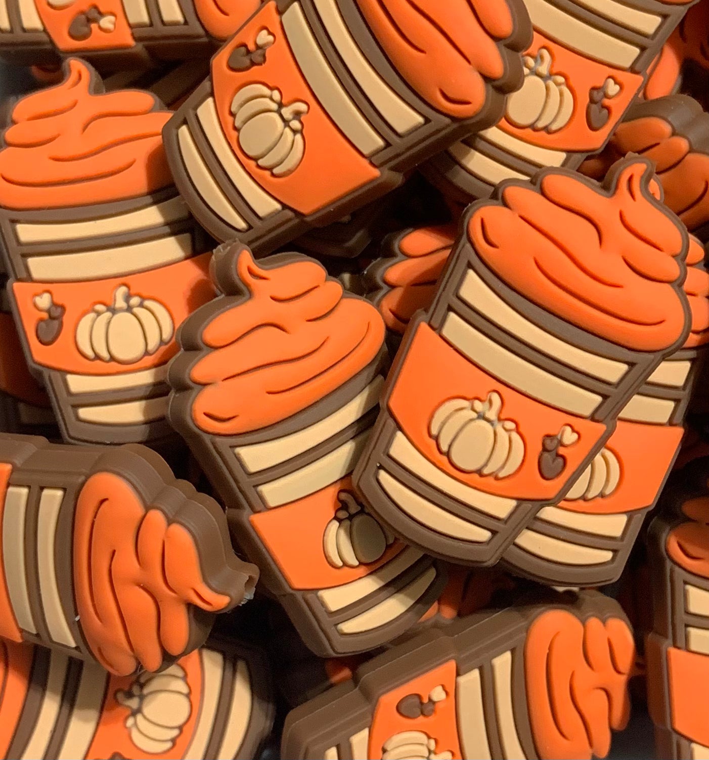 D- Pumpkin Spice Frappe Coffee EXCLUSIVE Silicone Focal Bead, Cup Shape Silicone Bead
