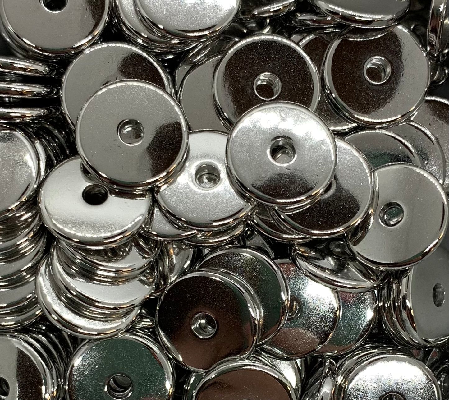 *1 Silver Flat Metal Spacer Beads, Rondelle Spacer Beads