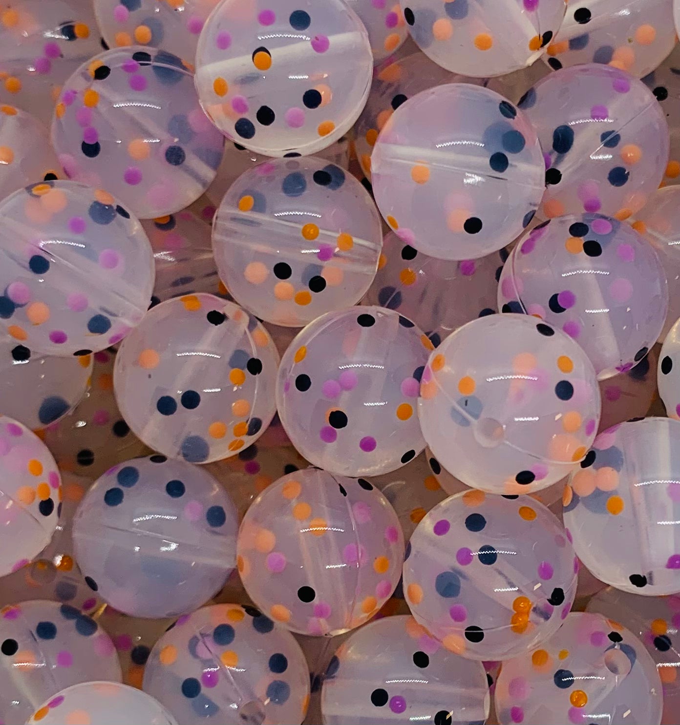 Custom 15mm Christmas Confetti Round silicone beads, clear silicone beads,  sprinkle beads, round silicone beads