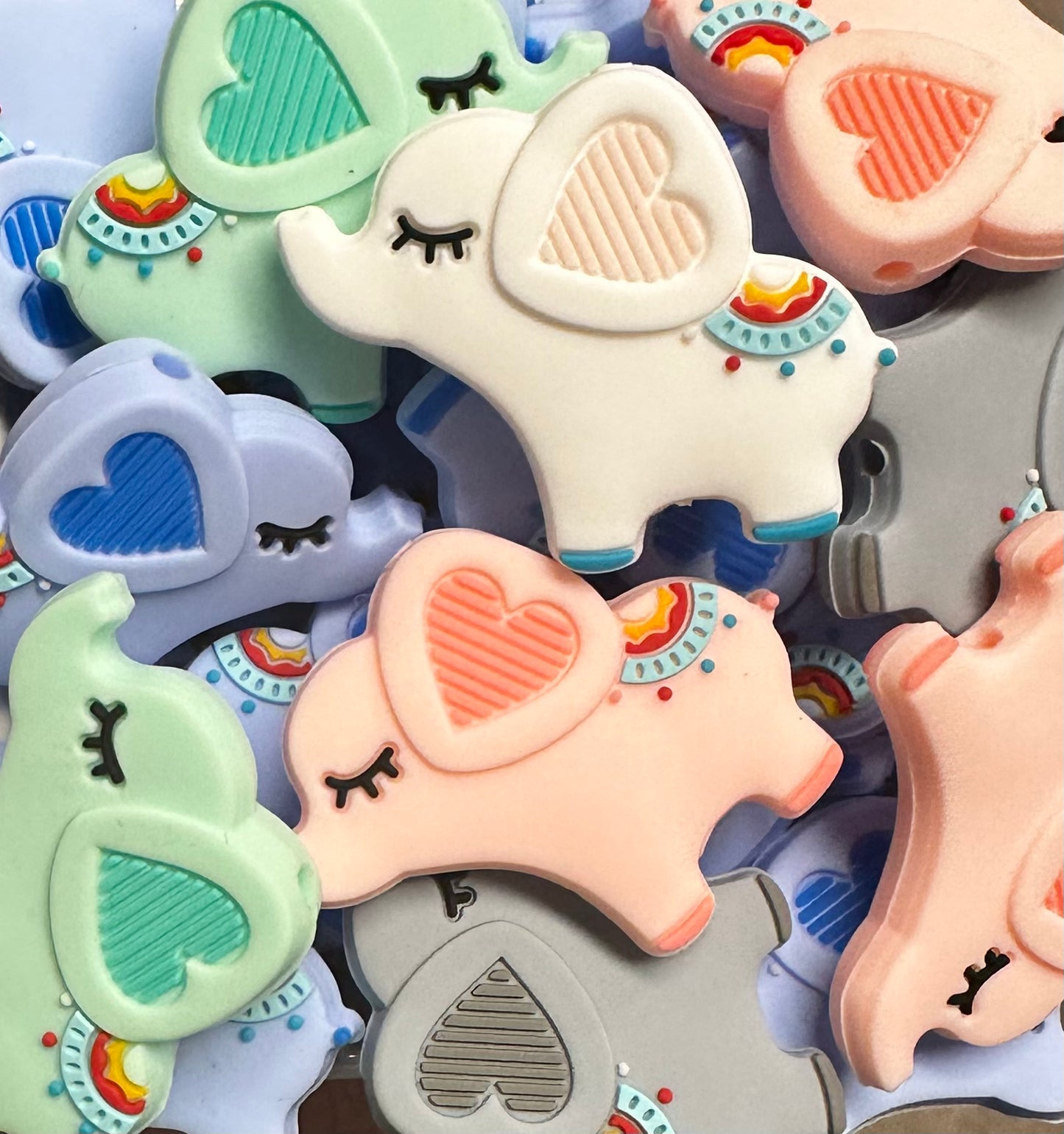 Discontinued- Sleepy Elephant Focal Bead, Animal Silicone Focal Bead