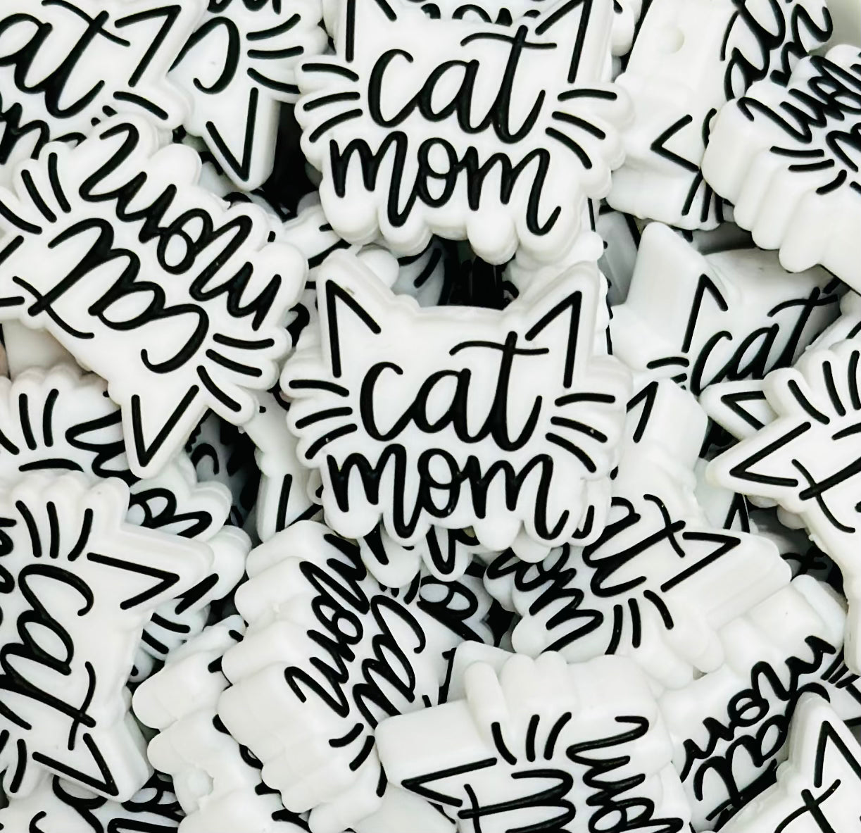 A- Cat Mom Focal Silicone Bead, Animal Shape Focal Silicone Bead